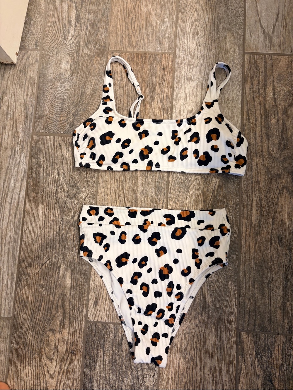 H&M Leopard Print Ribbed Bikini Set